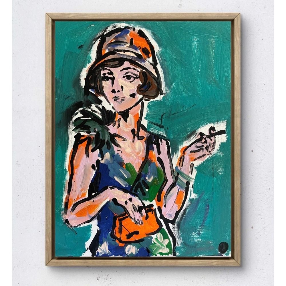 Oman Hosea Original 11x14 Neo Expressionist 1920s Woman Painting Fine Art